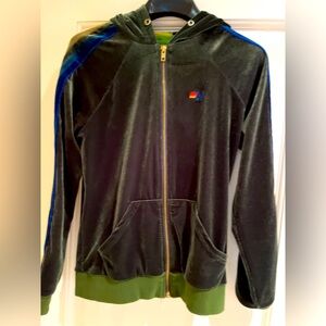 Aviator Nation Green Velvet 5-Stripe Hoodie. Size XS